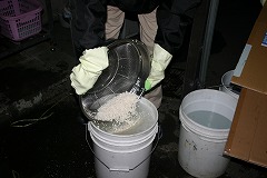 前日夜のもち米とぎ